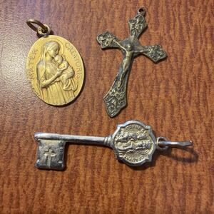 Vintage Religious Key, Cross, Pendant Italy